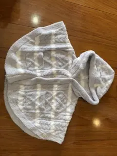 フリース フード付き ポンチョ ライトグレー