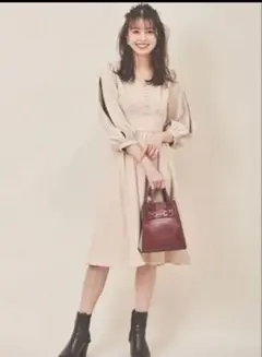 【最終値下げ】31 Sons de mode ベージュ七分袖ワンピース
