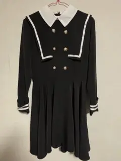 セーラー襟 黒 長袖 ワンピース