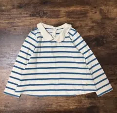 プチバトー　襟付きボーダー長袖Tシャツ　80