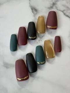 ハンドメイドネイルチップ 10個セット 【クリスマスデザイン】※送料込