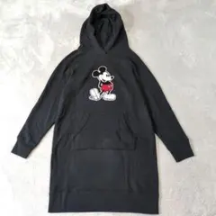 【ユニクロ×ディズニー】ミッキー　サガラ刺繍 スウェット パーカーワンピース M