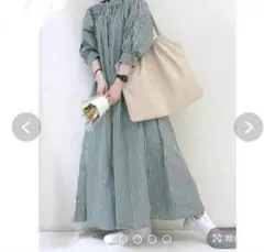 【niko and ...】スタンドカラー マキシシャツワンピース　七分袖