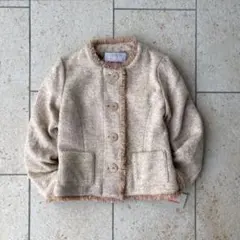 タグ付き未使用 ツイード ジャケット フリンジ ベージュ 11AR M相当