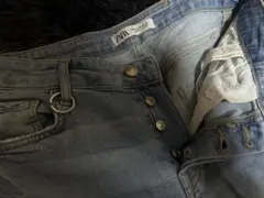 【美品】ZARA ダメージ スキニー デニム パンツ 38ユニセックスOKのサムネイル