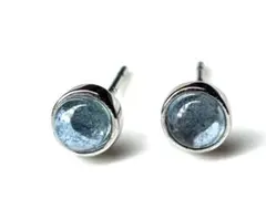 【G097】【天然石】 アクアマリン　ピアス
