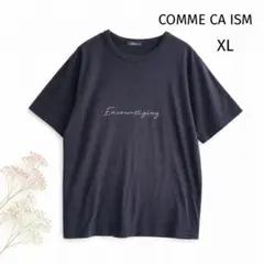 【コムサイズム】大きいサイズ ロゴ Tシャツ 黒 半袖 シンプル ゆったりLLのサムネイル