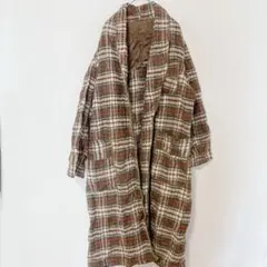 【希少/一点物】ヴィンテージ チェック柄 ガウンコート パイピングデザインのサムネイル