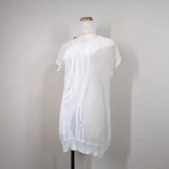 美品 ギャバジンKT リネン100% 変形ニット 白 アシンメトリー チュニックのサムネイル