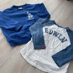 110cm EDWINの長袖ロンTとLA裏起毛トレーナー 2点まとめ売り