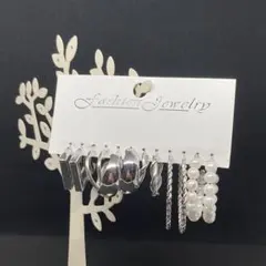 ピアス 両耳 6セット シルバーカラー フープピアス 丸 日替り おしゃれ 2