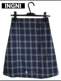 イング チェック柄台形スカート M