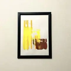 フレームアート パネルアート インテリア 現代アート 黄色 茶 抽象画 002