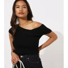 ★AZULbymoussy★カシュクールオフショルダーニットTOPS
