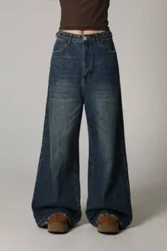 サイドベルト ワイドフレアデニムパンツ 新品【MASONPRINCE】