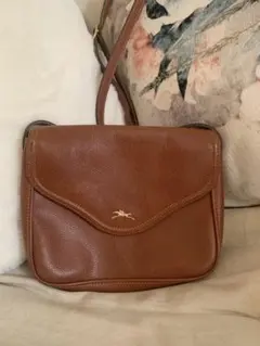 LONGCHAMP ロンシャン レザー ショルダーバッグ ブラウン ゴールド金具