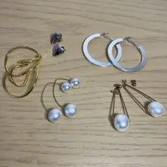 地金　パール系　イヤカフ　ピアス　5点セット