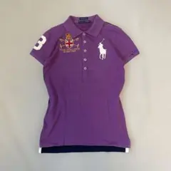 ラルフローレン　ポロシャツ　ビックポニー　Y2K 刺繍　polo パープル　ピチ