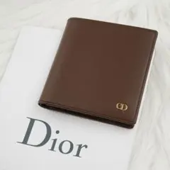 新品未使用品　Christian Dior 折り財布　二つ折り　CD柄　ブラウン