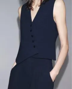 美品 ZARA ZW COLLECTION アシンメトリーベスト SIZE:L