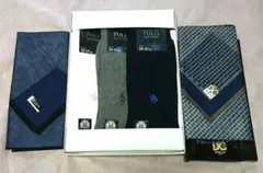 POLO 綿100% ソックス 25-27cm 3色　&ハンカチ2枚　まとめ売り