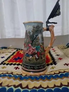 ドイツ製 ビアマグ 陶器ビアジョッキ 蓋付き アンティーク 