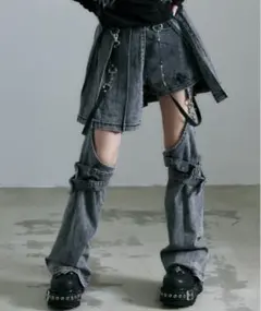 レフレム レッグカバー付きレイヤードデニムショーパン 新品】『REFLEM/レフレム』レッグカバー付きレイヤードデニムショー