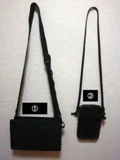 ショルダーバッグ ジッパー付き&携帯ショルダーバッグ(財布機能付き)二点セット