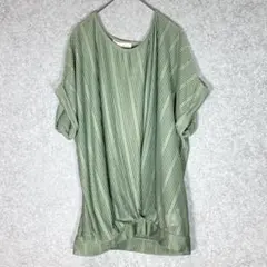 美品✨シューラルー（M）半袖カットソー☘️クルーネック/グリーン系