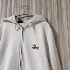 【入手困難】 STUSSYフルジップパーカー Lサイズ ホワイト