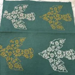 オデッセイ　グリーン　鳥4羽　ミナペルホネン