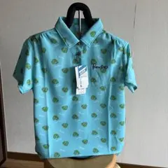 【未使用品】Paradiso レディース ポロシャツ 水色 木の葉模様Lサイズのサムネイル
