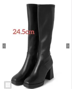 スクエアトゥチャンキーヒールロングブーツ　gd1535