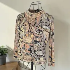 サイズM】シルク混 LEONARD レオナール 花柄 カットソー オレンジ