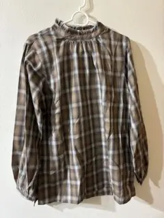 SHOO-LA-RUE新品ブラウン チェック柄 長袖ブラウス