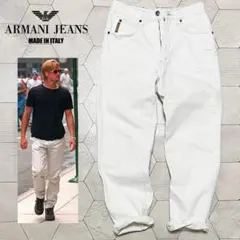 ブラピ着 90s イタリア製 アルマーニジーンズ ホワイトデニム ワイドパンツ
