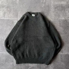 90s L.L.Bean ラムウールニット 無地 緑 M A813 クルーネック