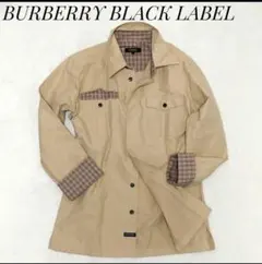 バーバリーブラックレーベル　ノバチェック柄　長袖シャツ　日本製　ベージュ