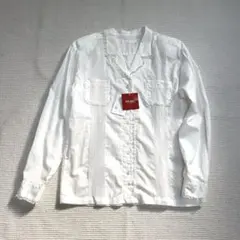 タグ付き　ピンクハウス　ピンタックブラウス　レースフリル　￼開襟　綿　白　日本製