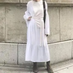 FRAY I.D ワンピース　アシンメトリーベスト付きプリーツワンピース