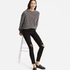 ユニクロ ウルトラストレッチジーンズ ダメージ加工 ブラック 24インチ