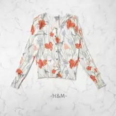 H&M/ニットカーディガン/S/マルチカラー/花柄/綺麗め/長袖/大人可愛い