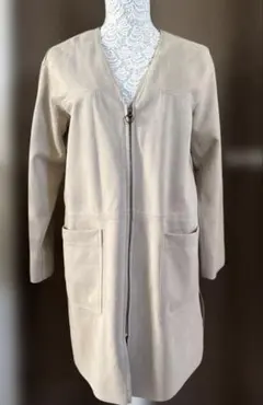 ベージュ スエード風 ロングコート