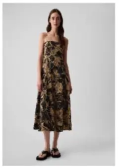 GAP　リネンブレンド ミディワンピース　L