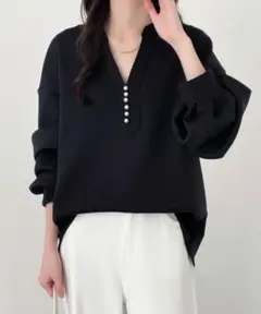 【美品】ABITOKYOパールスキッパネック段ボールニットスウェットプルオーバー
