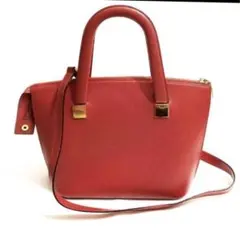 新品級♪セリーヌCELINE 2way ショルダー バッグ レザー レット赤色