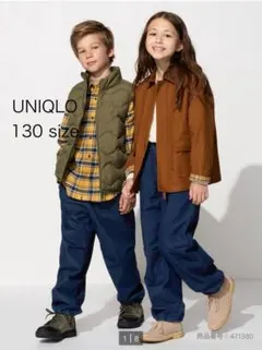 【美品】ユニクロ ストレッチウォームイージーパンツ 130 デニム