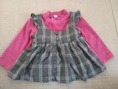 フリース生地　ワンピース風トップス 80