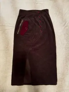 REDYAZELダークブラウン コーデュロイ タイトスカート