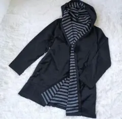 フード付きカーディガン　裏ストライプ　Ｌ　羽織　軽め　カジュアル